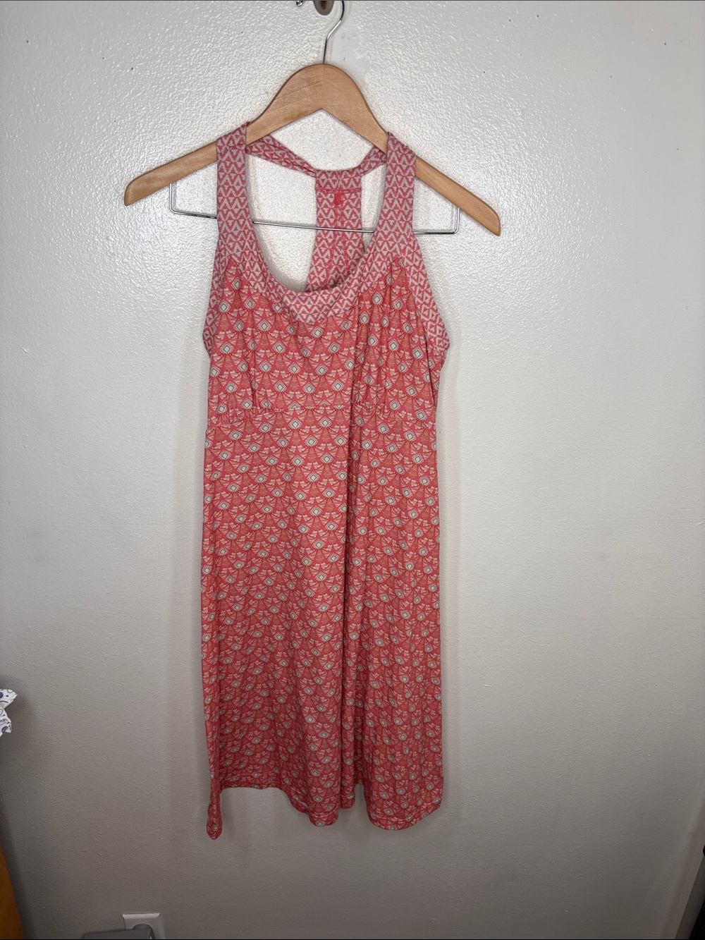 Prana Cali Coral Patterned Racerback Summer Beach Dress Women Size L